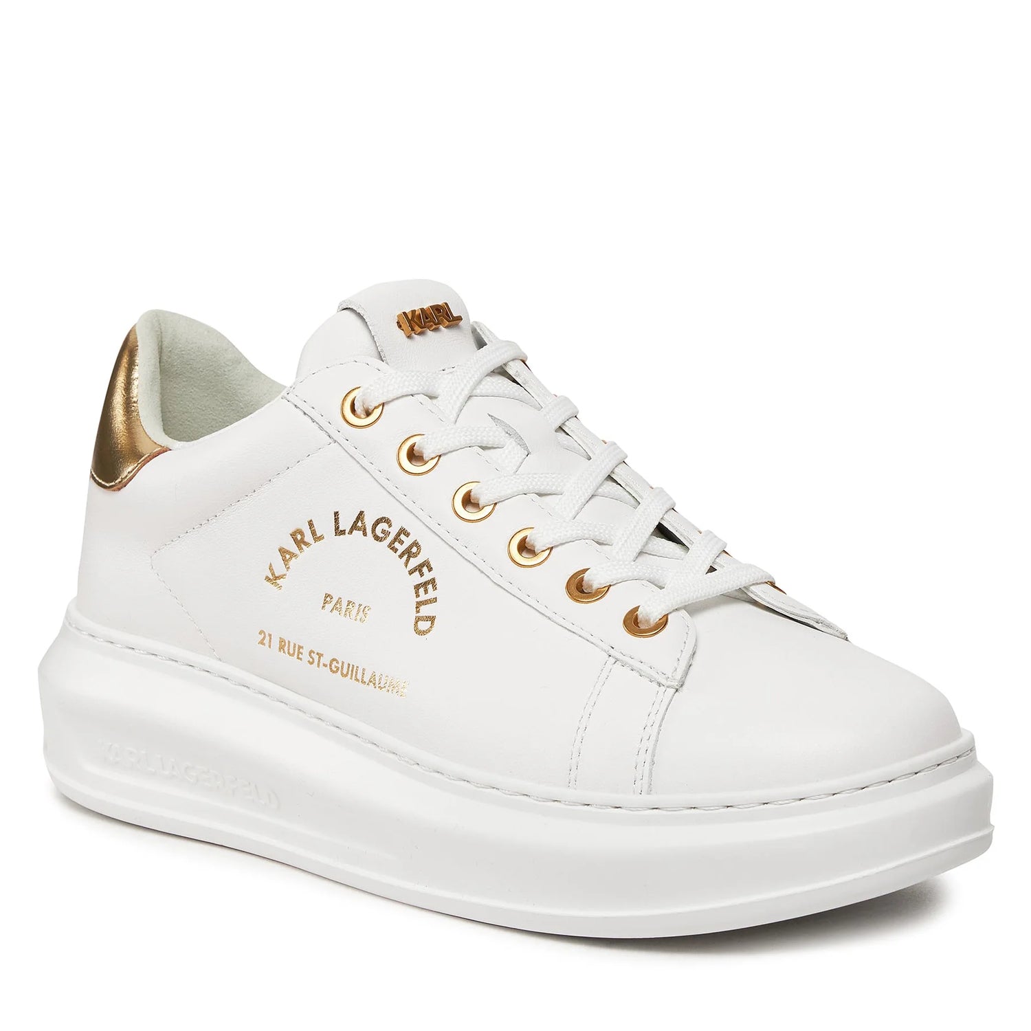 Karl Lagerfeld Sapatilhas Sneakers Shoes Kl62538 Whi Gold Branco Dourado_shot6