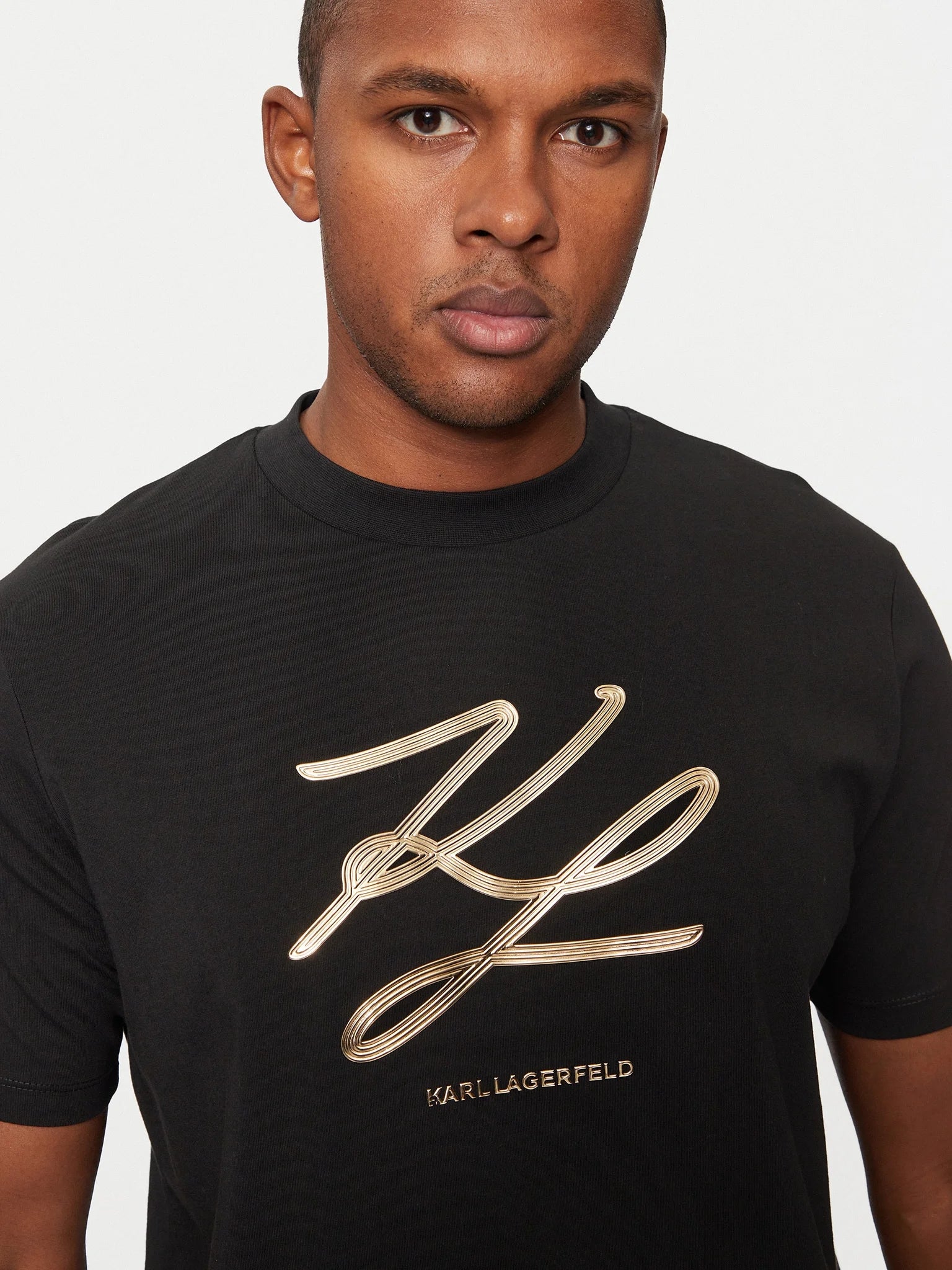 Karl Lagerfeld T Shirt Kl755034 Blk Gold Preto Ouro_shot1