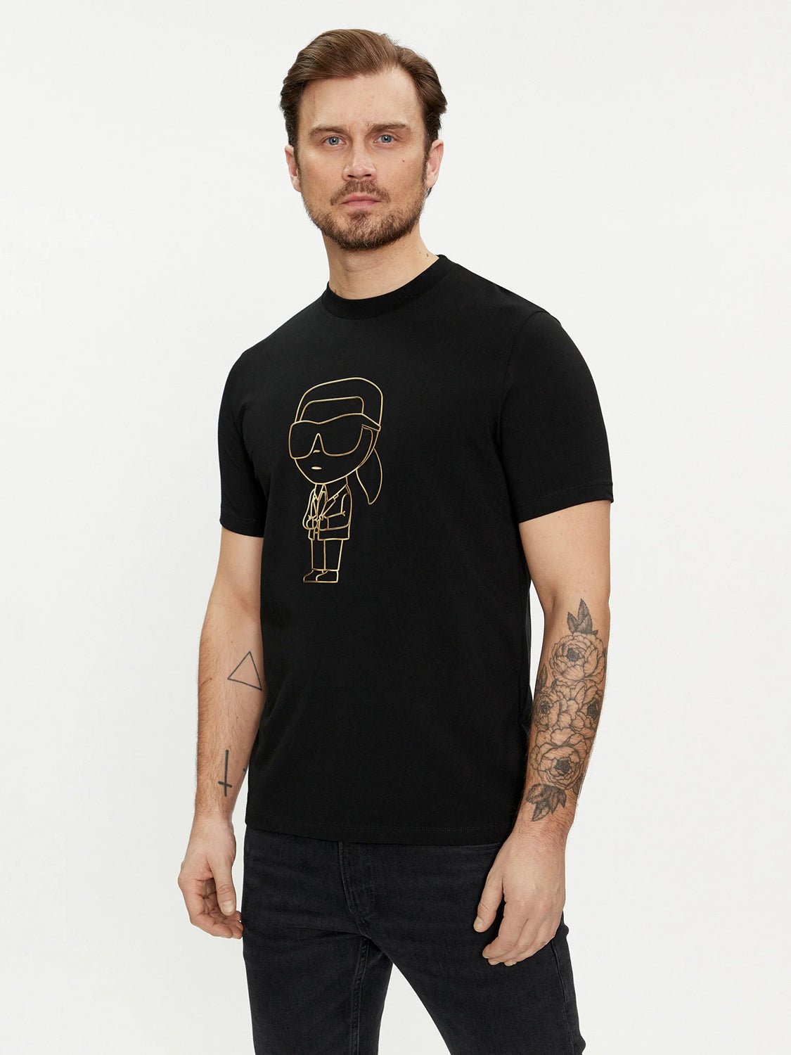 Karl Lagerfeld T Shirt Kl755054 Blk Gold Preto Ouro_shot5