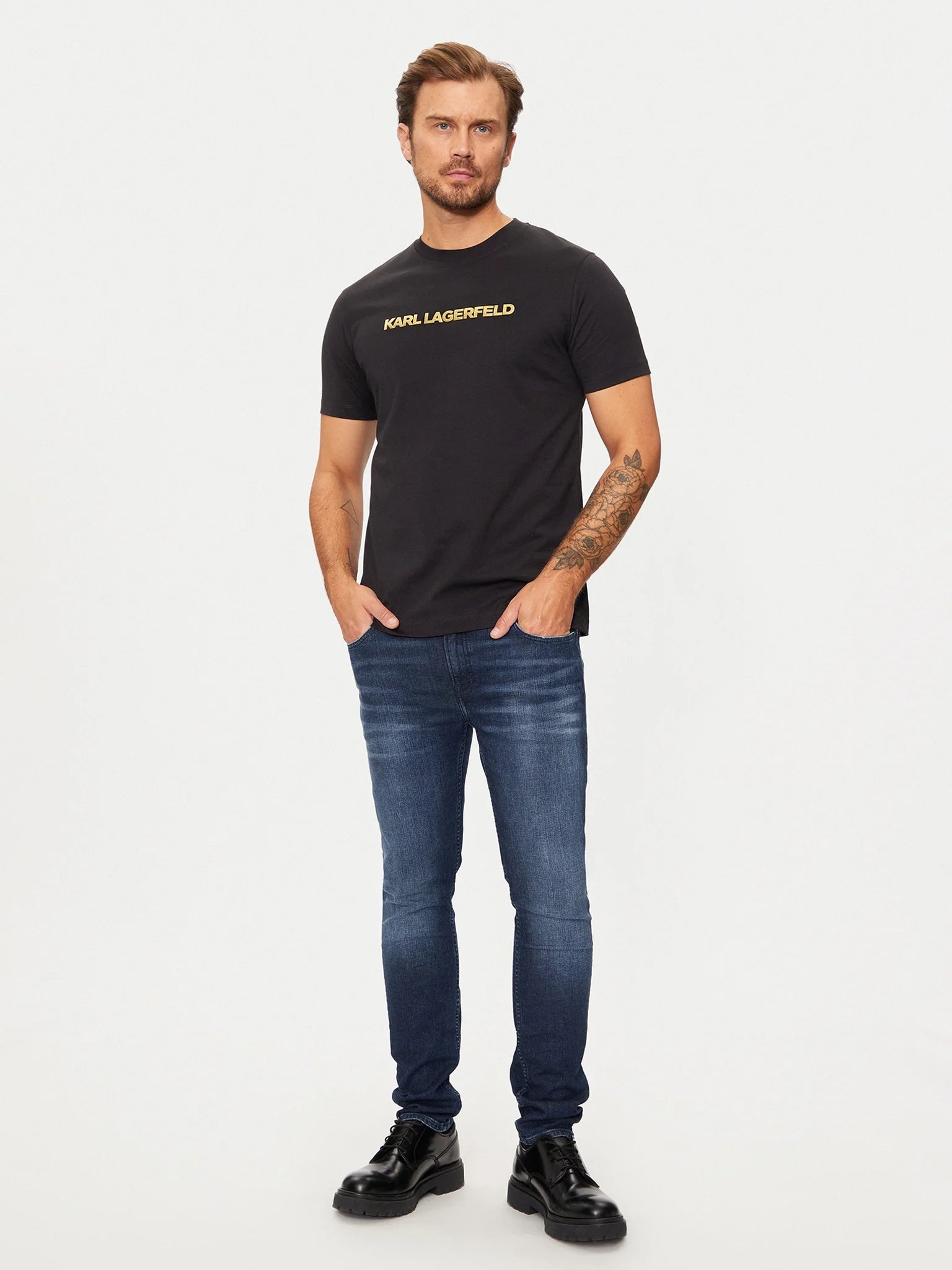 Karl Lagerfeld T Shirt Kl755065 Blk Gold Preto Ouro_shot2