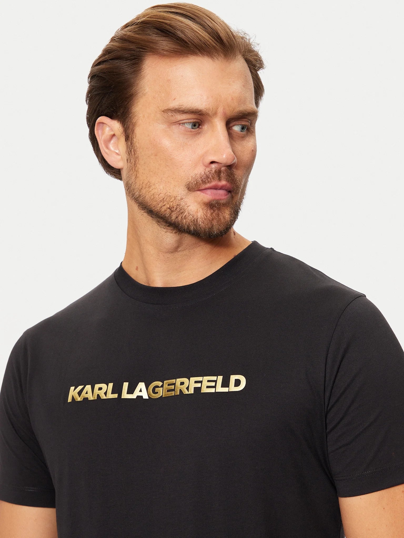 Karl Lagerfeld T Shirt Kl755065 Blk Gold Preto Ouro_shot3