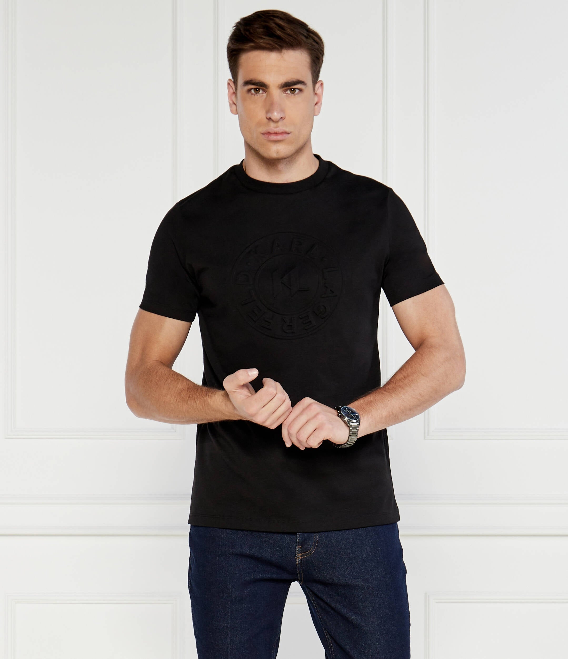 Karl Lagerfeld T Shirt Kl755401 Black.logo Preto_shot2