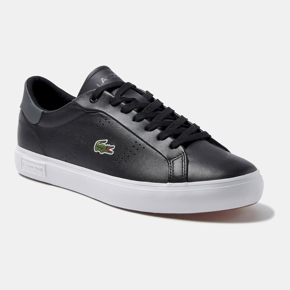 Lacoste Sapatilhas Sneakers Shoes Powercourt Lea Blk Gry Preto Cinza Shot2