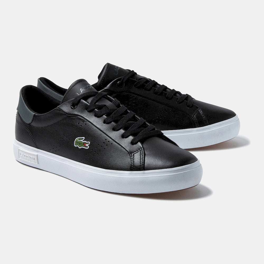 Lacoste Sapatilhas Sneakers Shoes Powercourt Lea Blk Gry Preto Cinza Shot4