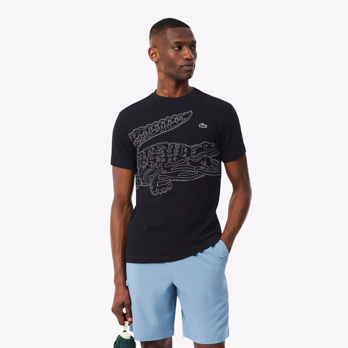 Lacoste T Shirt Th6682 Blk White Preto Branco_shot1