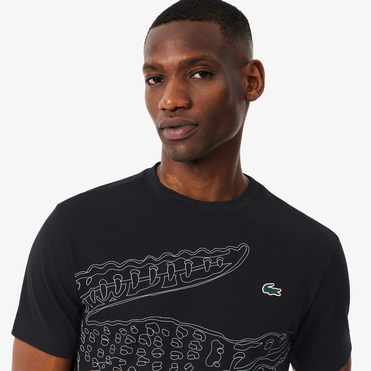 Lacoste T Shirt Th6682 Blk White Preto Branco_shot2