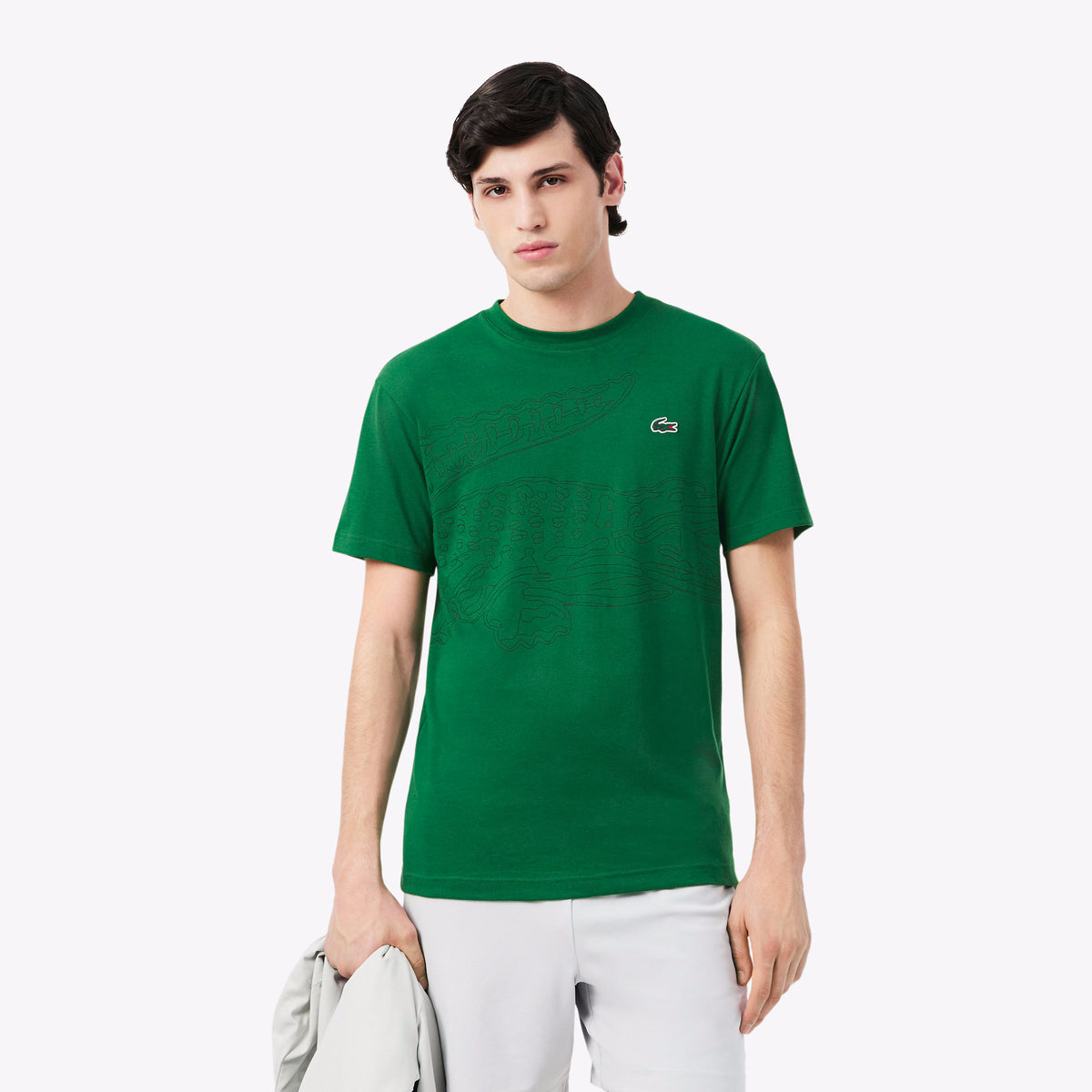 Lacoste T Shirt Th6682 Green Blk Verde Preto_shot1