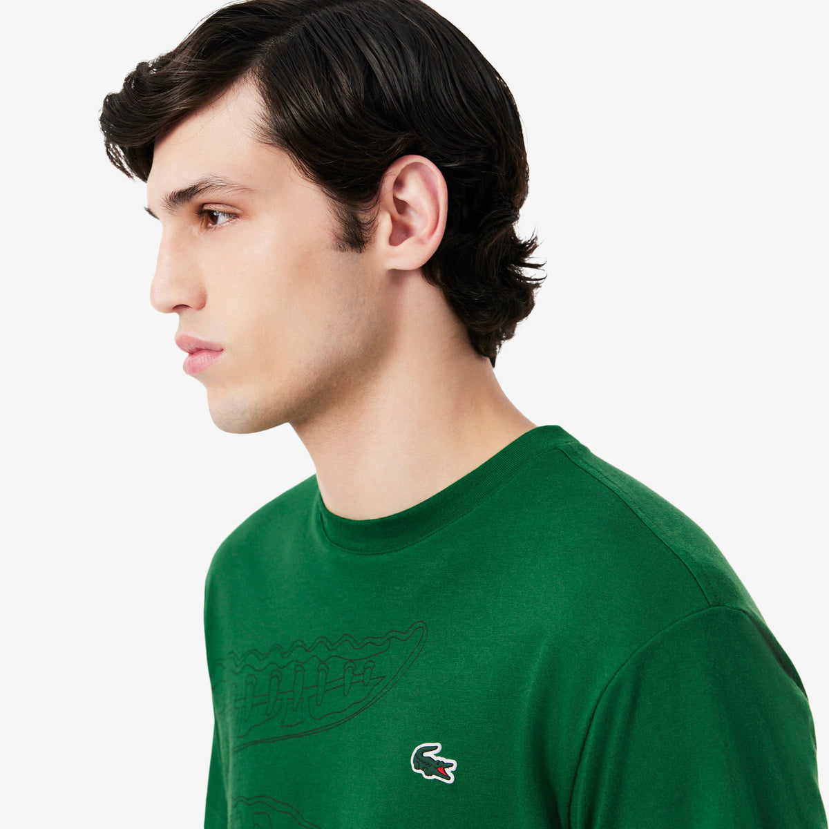 Lacoste T Shirt Th6682 Green Blk Verde Preto_shot2