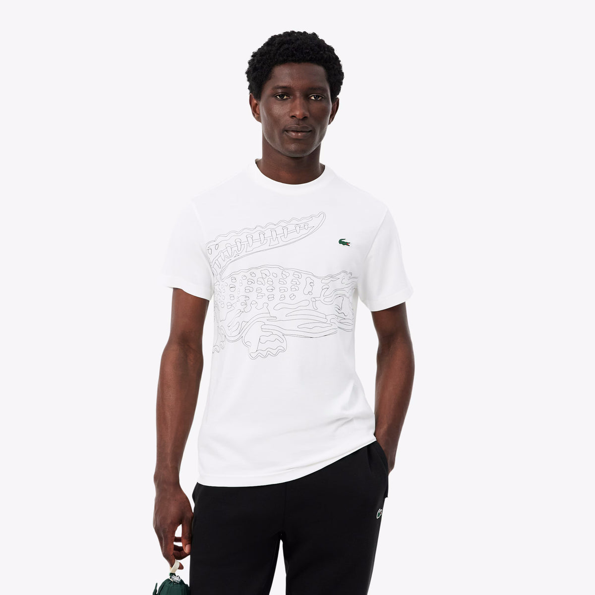 Lacoste T Shirt Th6682 Whi Black Branco Preto_shot1