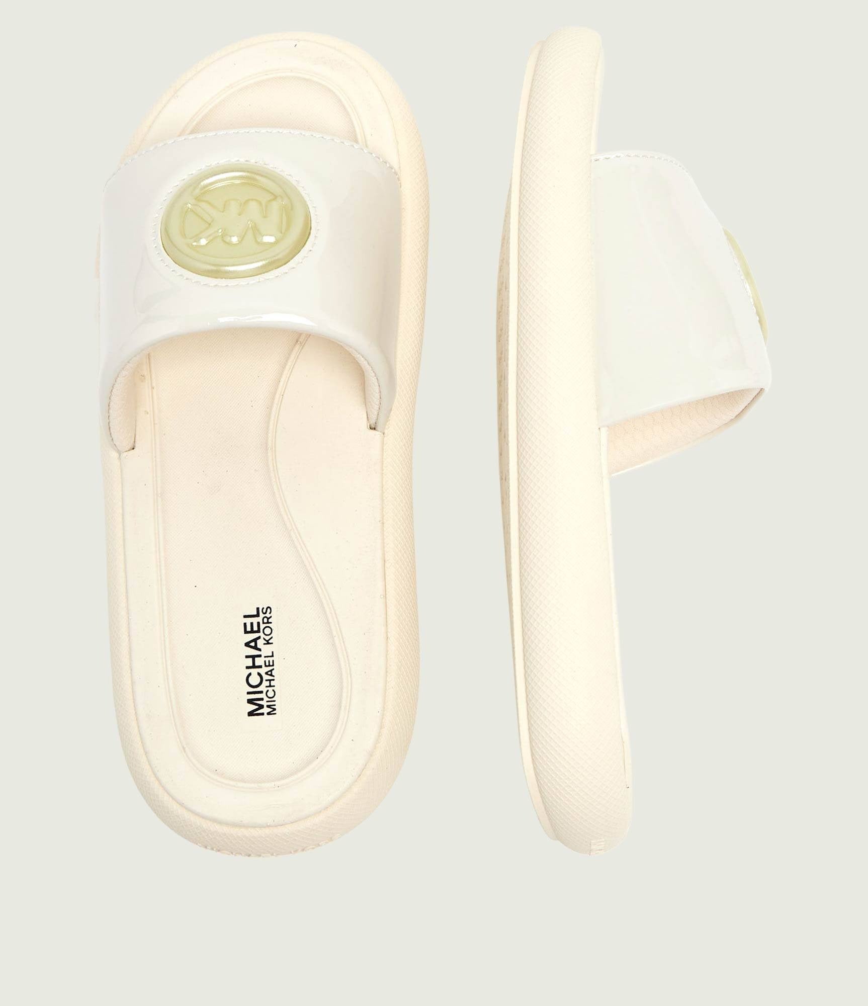 Michael Kors Chinelos Slippers Raelynn Bubble Vanila Gol Vanilla Ouro_shot3