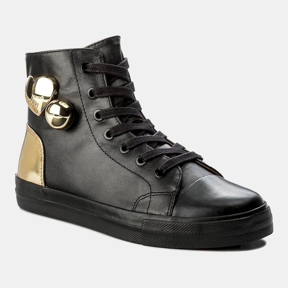 Moschino Sapatilhas Bota Sneakers Boots Ja15213 Blk Gold Preto Ouro Shot2
