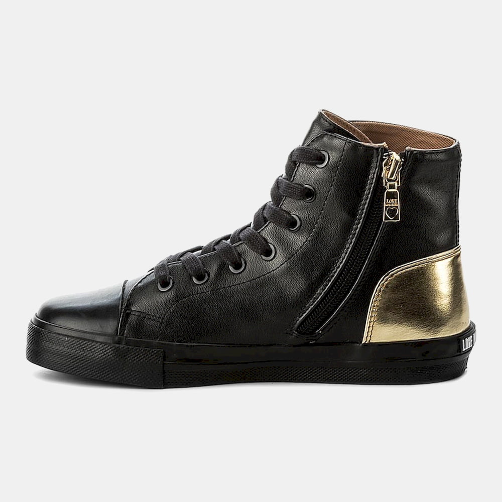 Moschino Sapatilhas Bota Sneakers Boots Ja15213 Blk Gold Preto Ouro Shot8