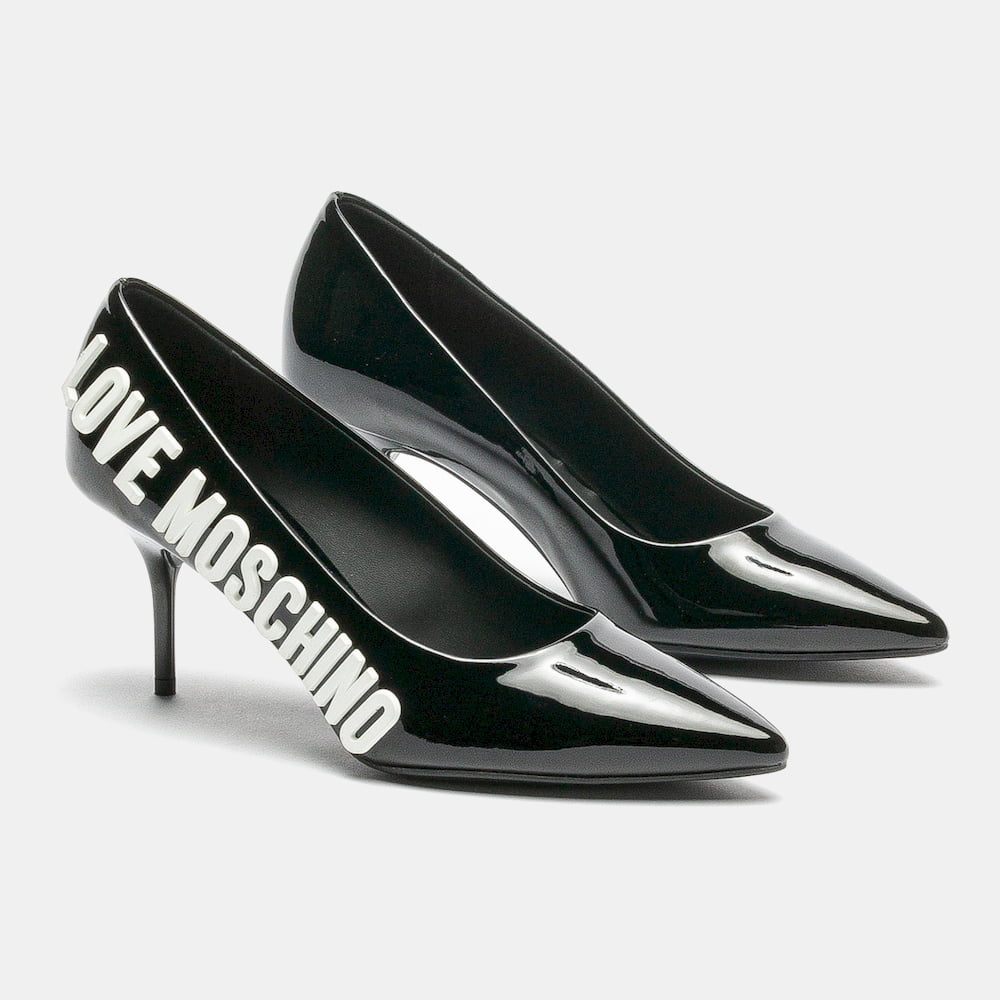 Moschino Sapatos Shoes Ja10037 Black Vern Preto Verniz Shot8