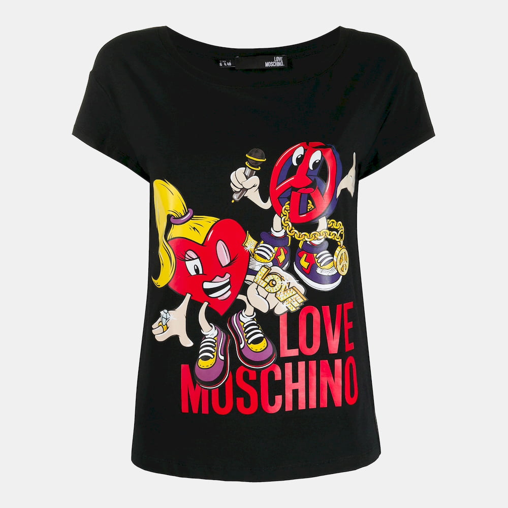 Moschino T Shirt W4f301m Black Red Preto Vermelho Shot2