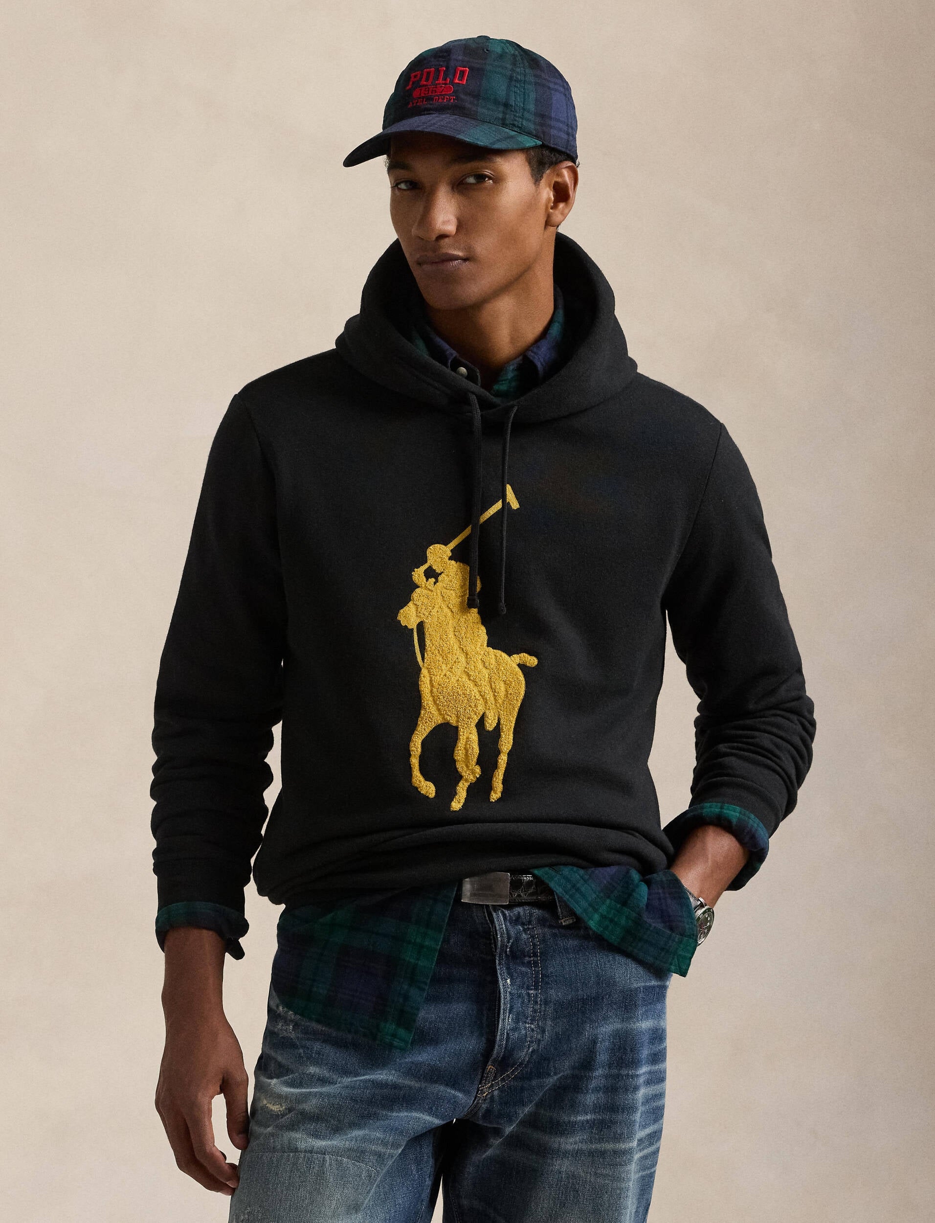 Ralph Lauren Camisola Hoodie 710952241 Blk Gold Preto Ouro_shot1