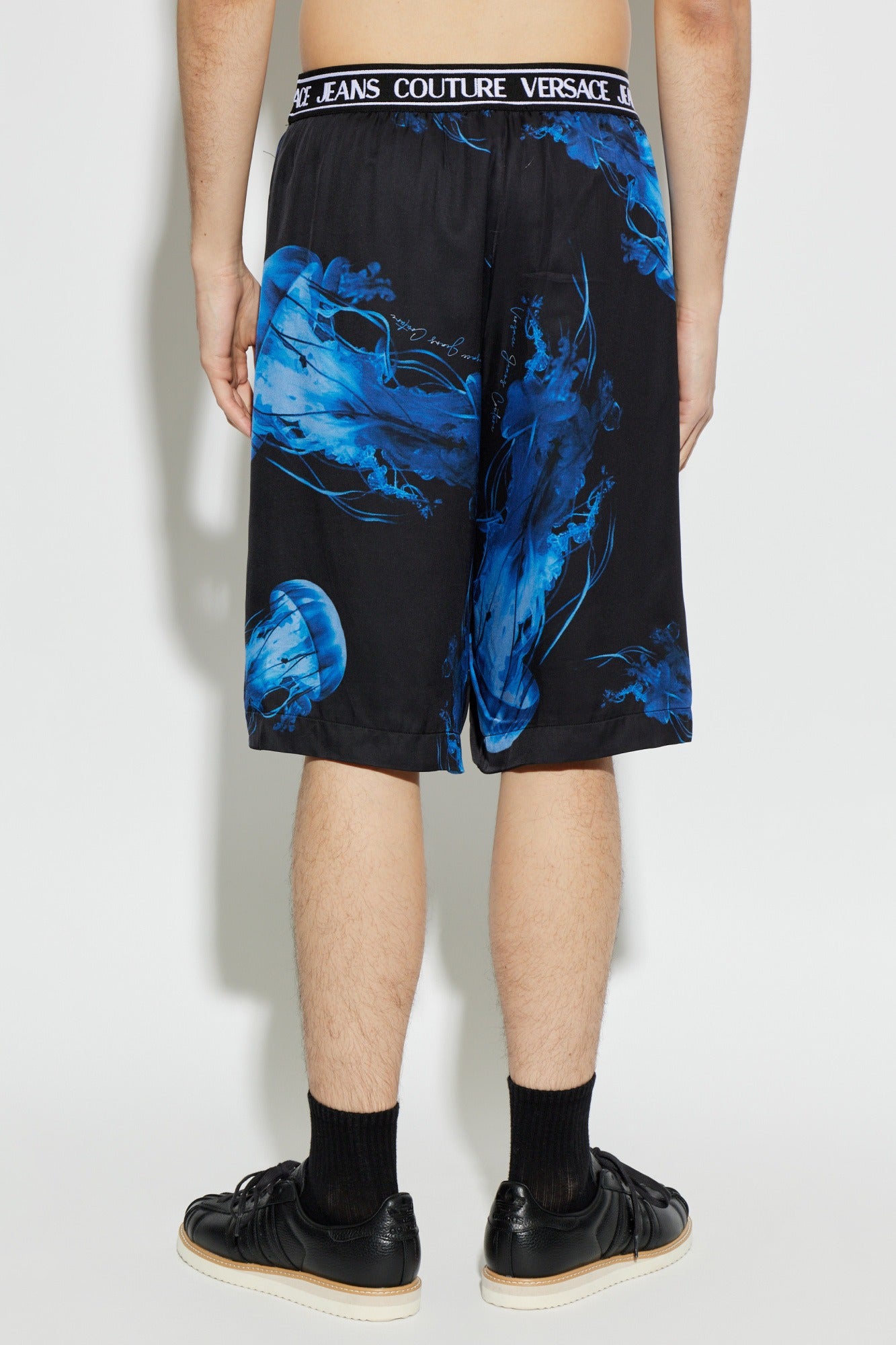 Versace Calcao De Banho Swim Shorts 80gad108 Black Blue Preto Azul_shot4