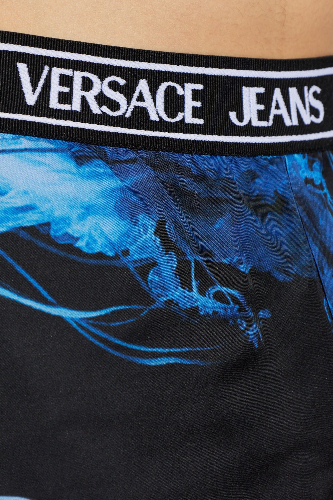 Versace Calcao De Banho Swim Shorts 80gad108 Black Blue Preto Azul_shot5
