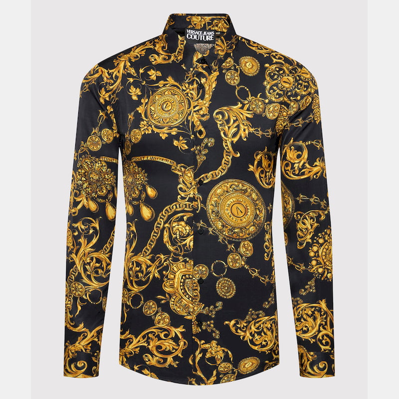 Versace Camisa Shirt 71gal2s0 Blk Yellow Preto Amarelo Shot7