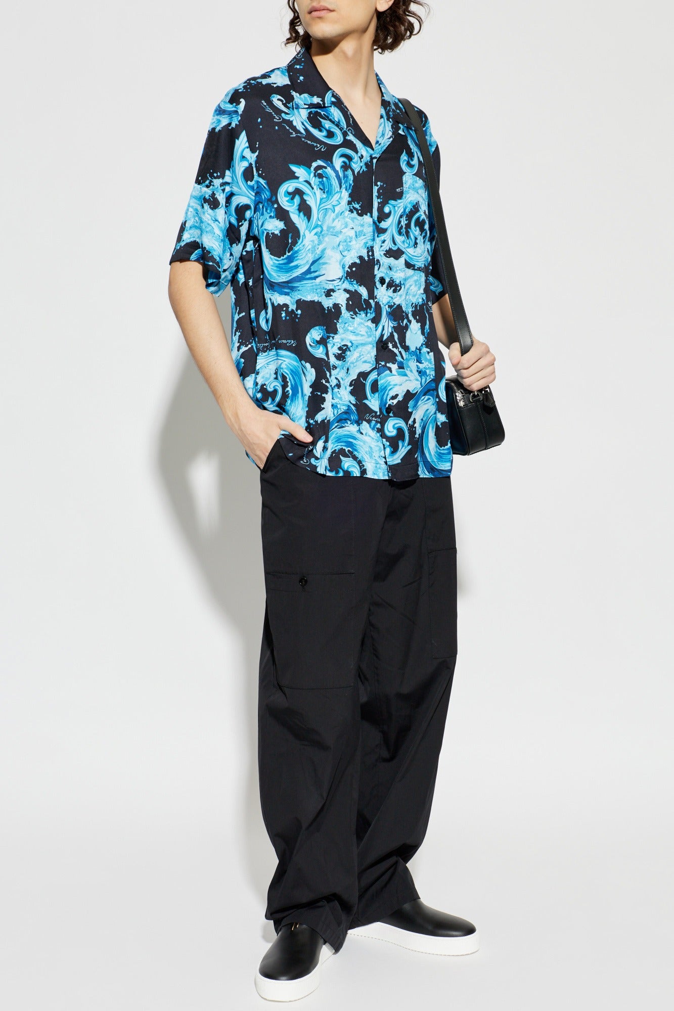 Versace Camisa Shirt 80gal2b0 Black Blue Preto Azul_shot2