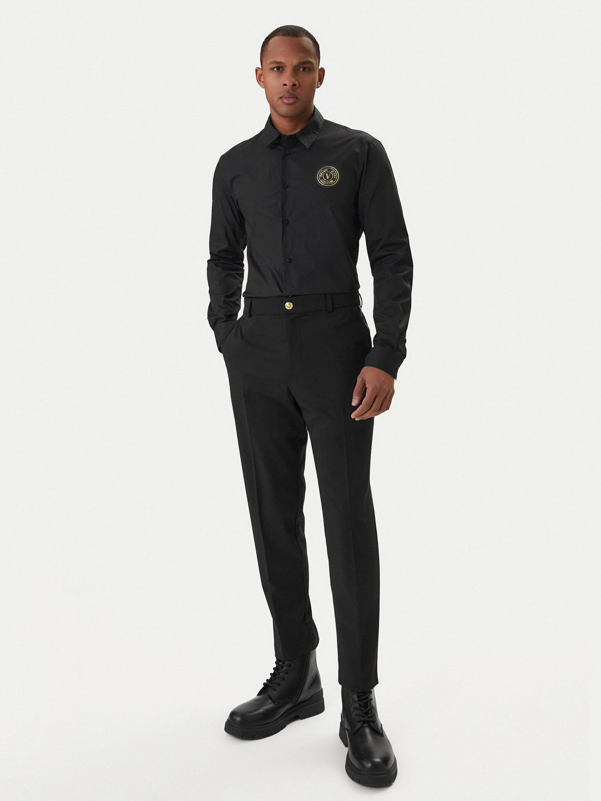 Versace Camisa Shirt 80galcs0 Blk Gold Preto Ouro_shot2