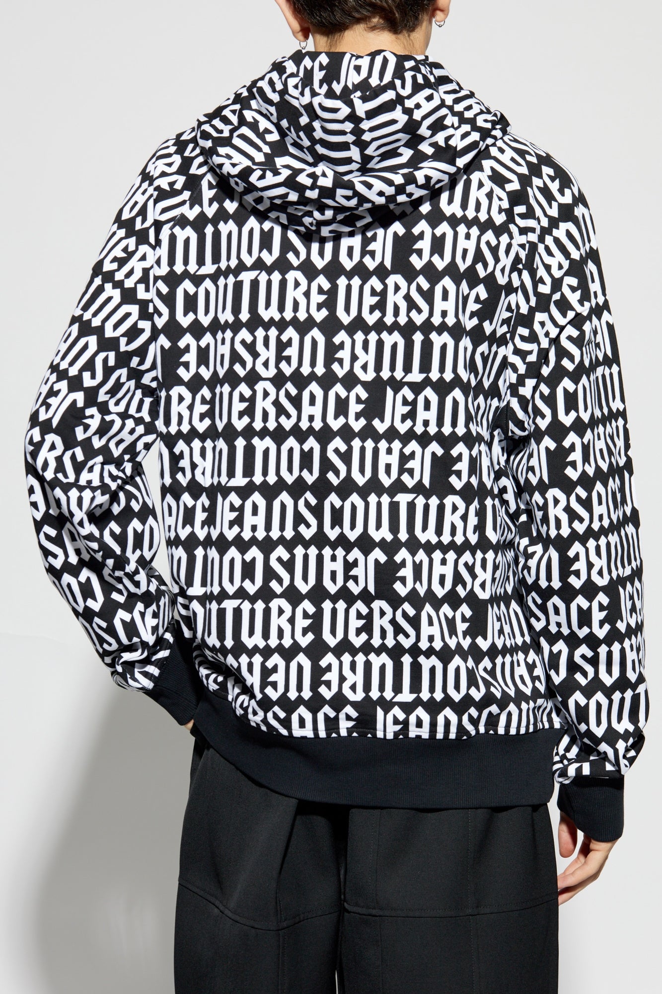 Versace Camisola Hoodie 77gai331 Blk White Preto Branco_shot3