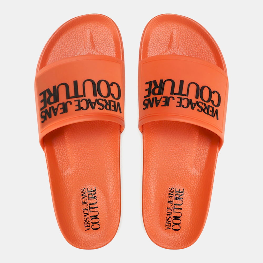 Versace Chinelos Slippers 71ya3sq2 Orange Laranja Shot6