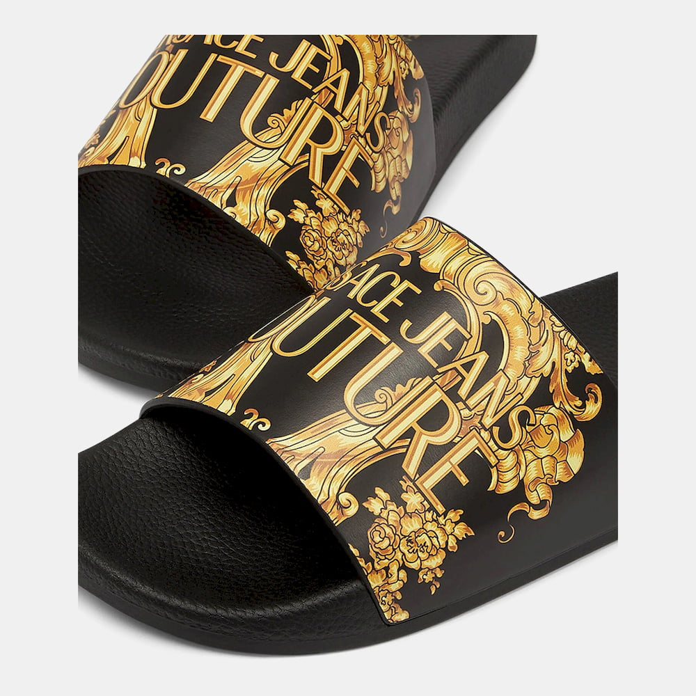 Versace Chinelos Slippers 73ya3sq2 Blk Gold Preto Ouro Shot4