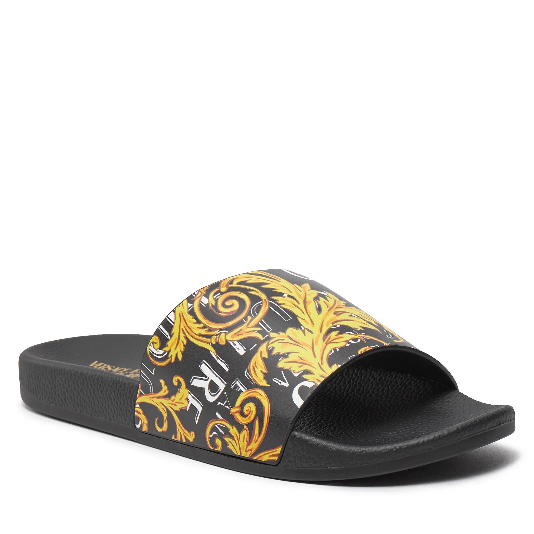 Versace Chinelos Slippers 76ya3sq4 Blk Gold Preto Ouro_shot1