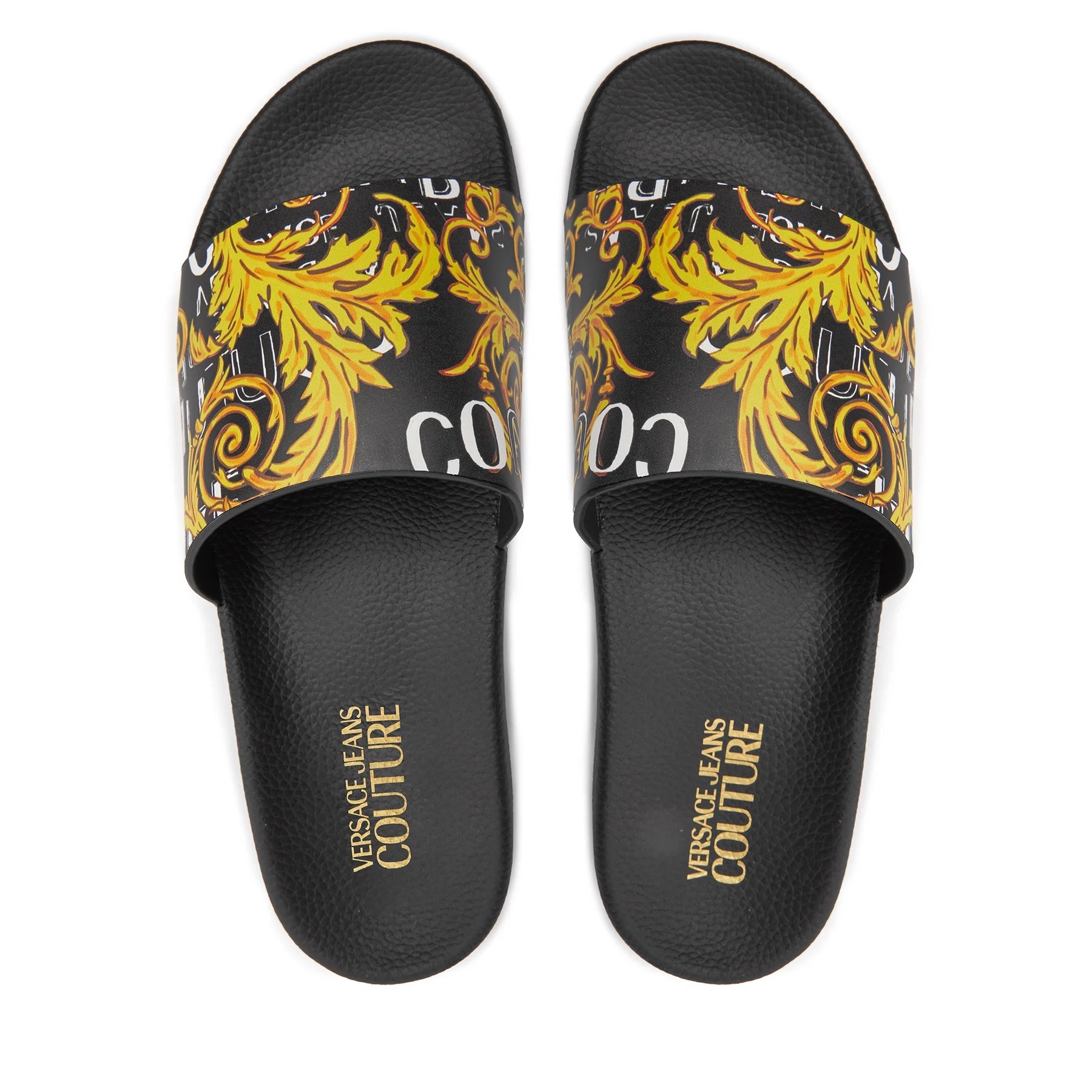 Versace Chinelos Slippers 76ya3sq4 Blk Gold Preto Ouro_shot4