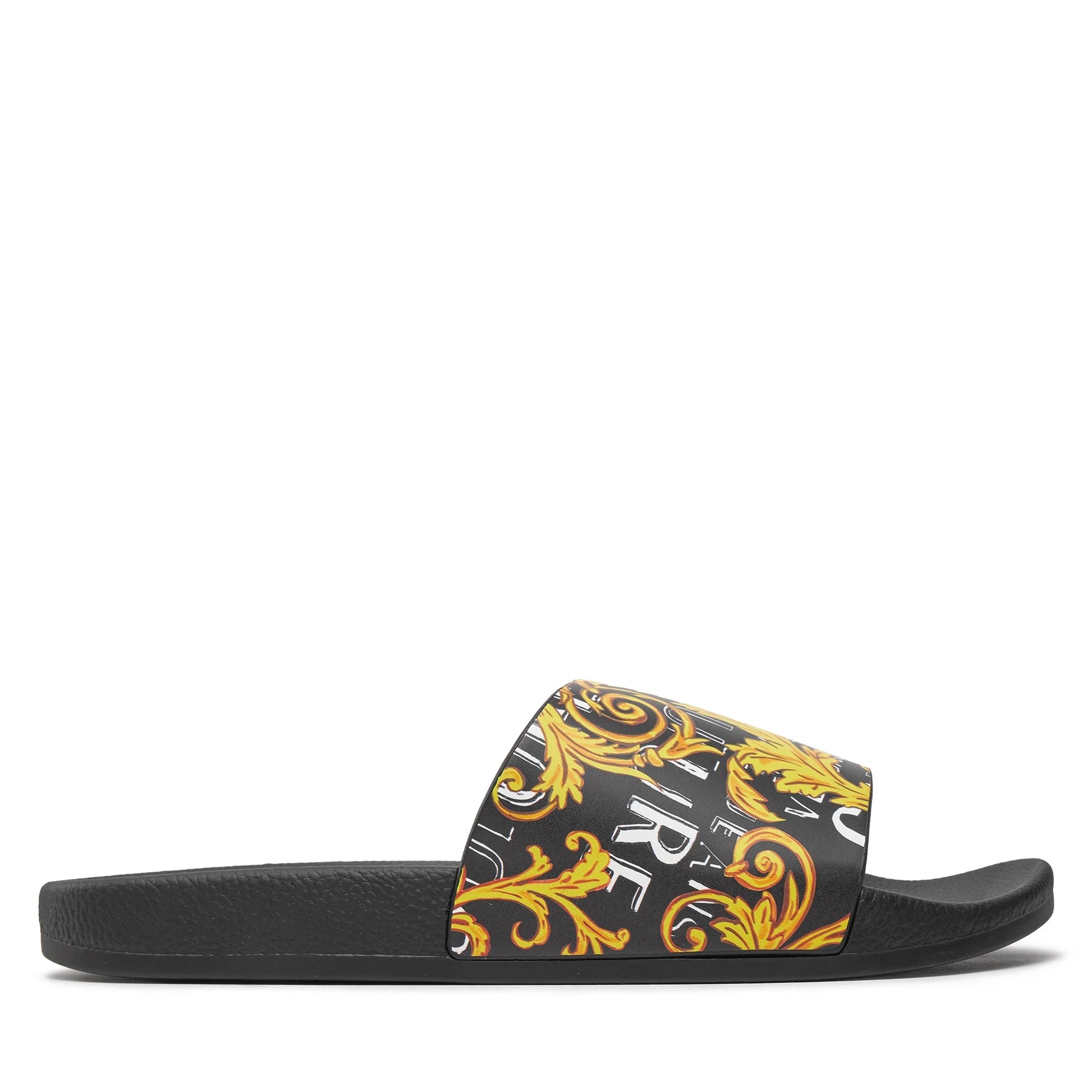 Versace Chinelos Slippers 76ya3sq4 Blk Gold Preto Ouro_shot5