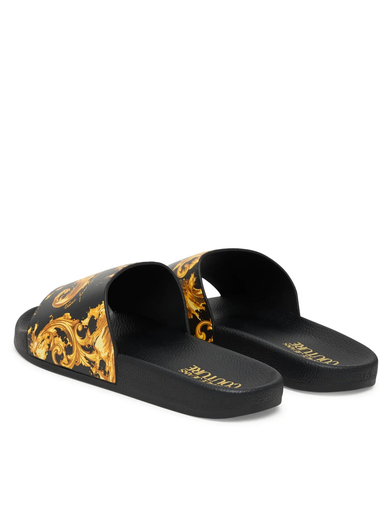 Versace Chinelos Slippers 80ya3sq4 Blk Gold Preto Ouro_shot3