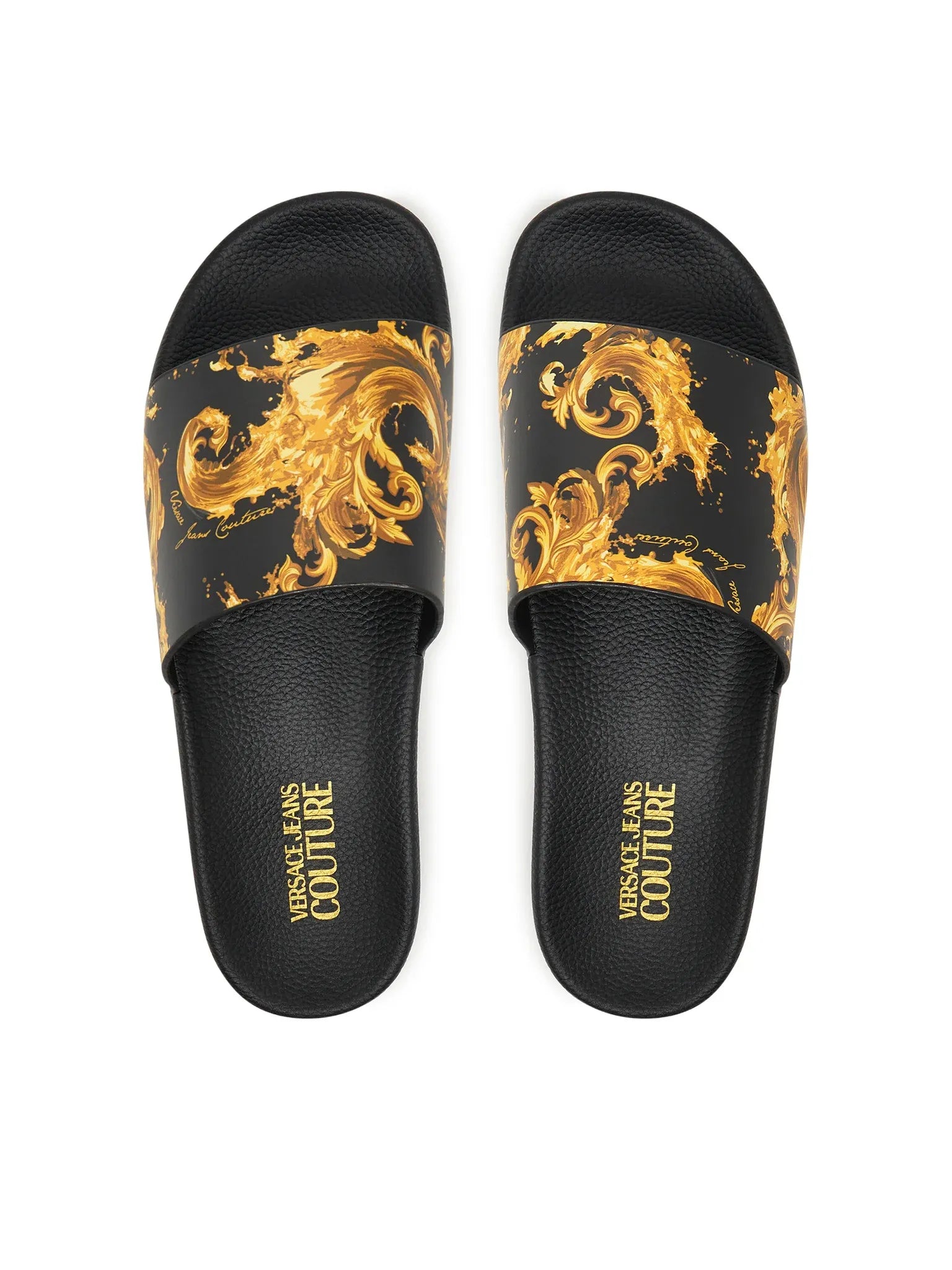 Versace Chinelos Slippers 80ya3sq4 Blk Gold Preto Ouro_shot5