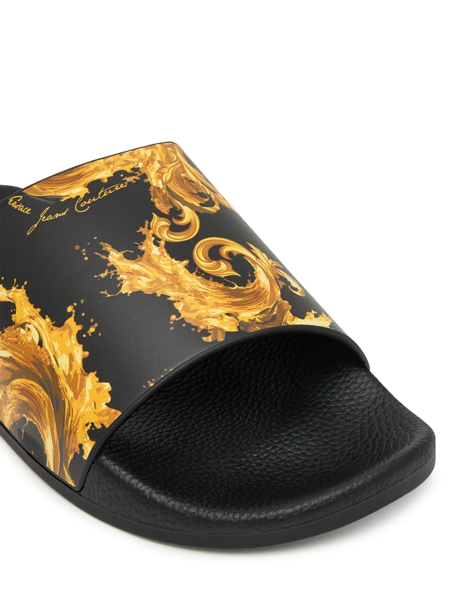 Versace Chinelos Slippers 80ya3sq4 Blk Gold Preto Ouro_shot6