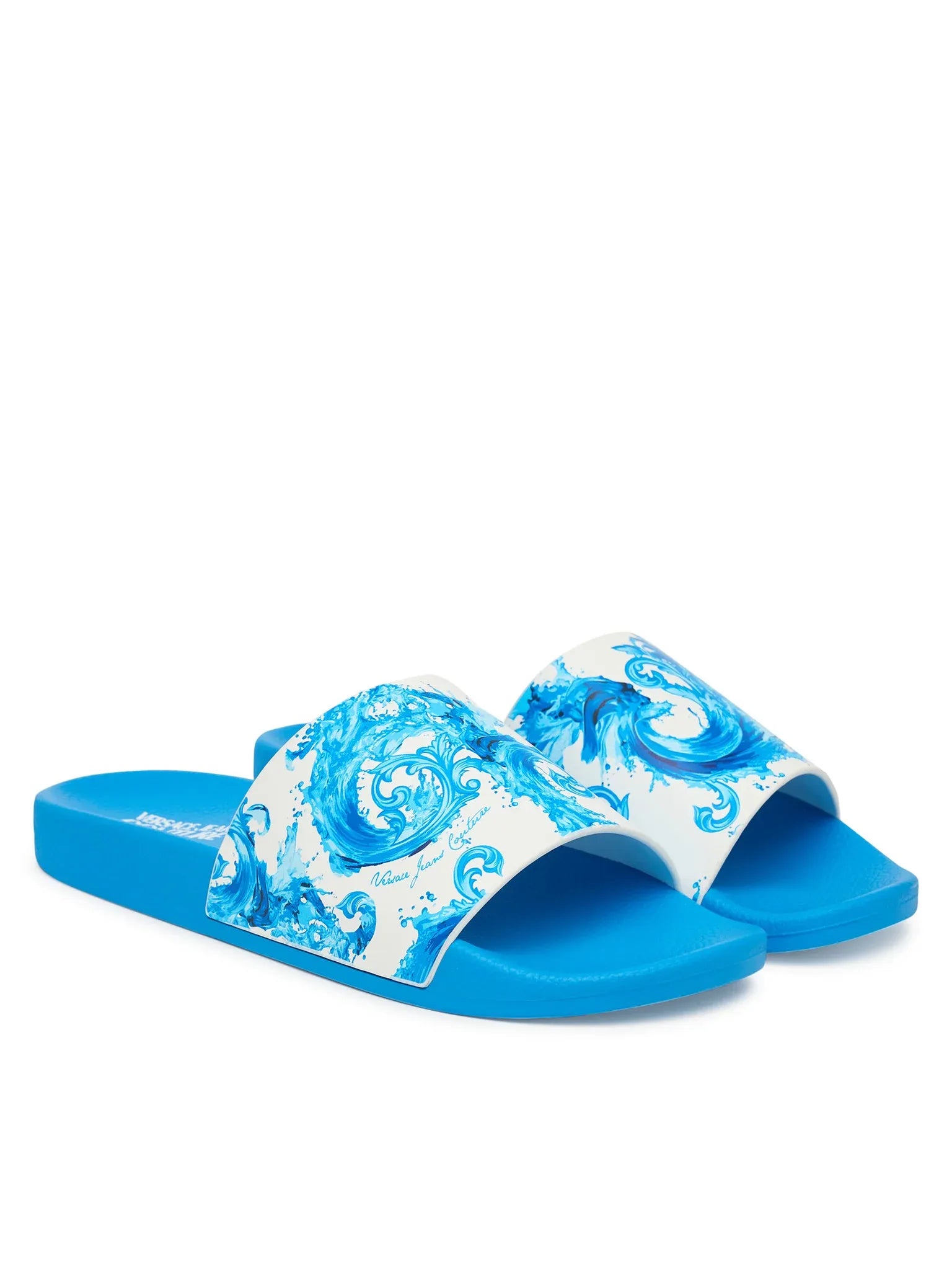 Versace Chinelos Slippers 80ya3sq4 Blue White Azul Branco_shot2