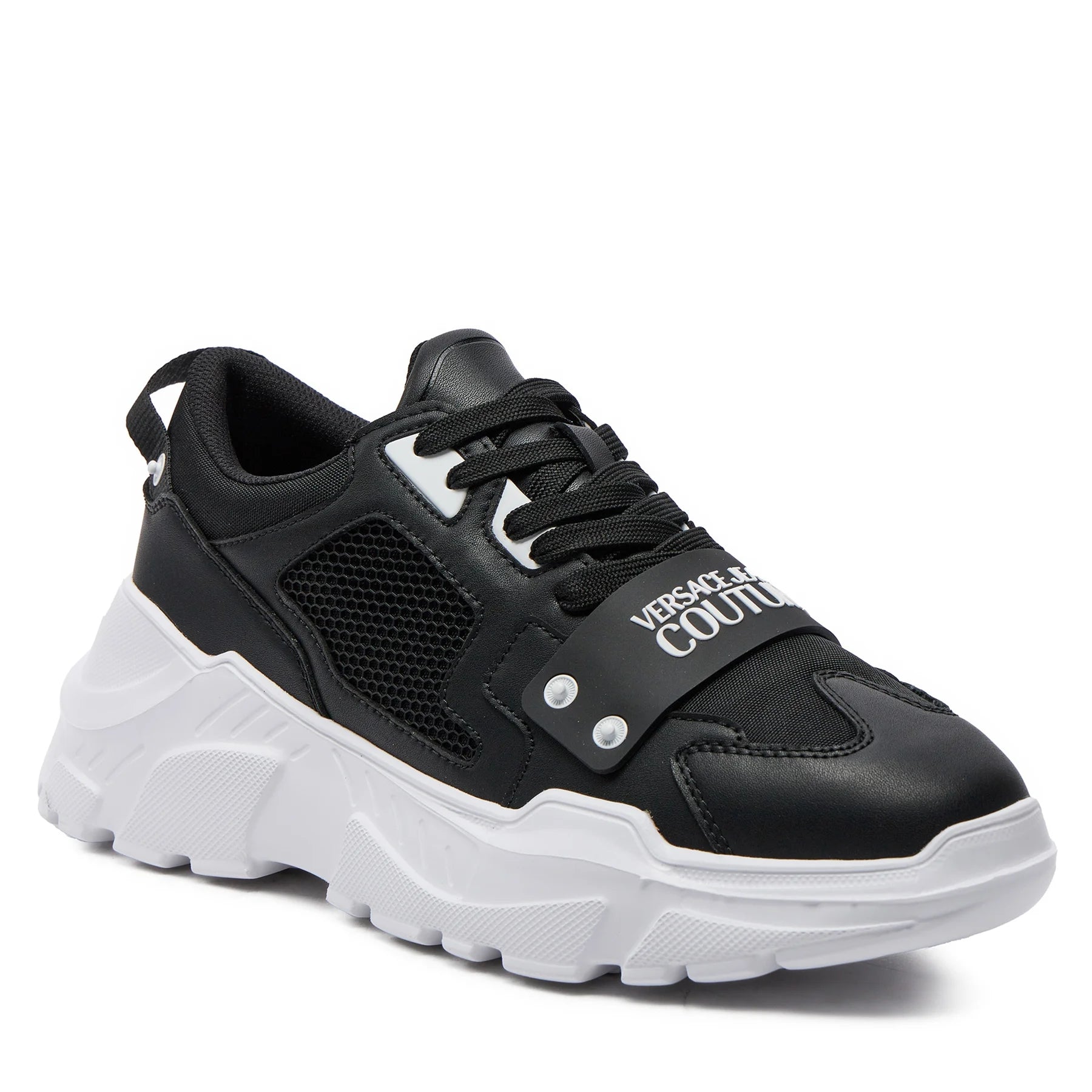 Versace Sapatilhas Sneakers Shoes 71ya3sc4 Blk White Preto Branco_shot1