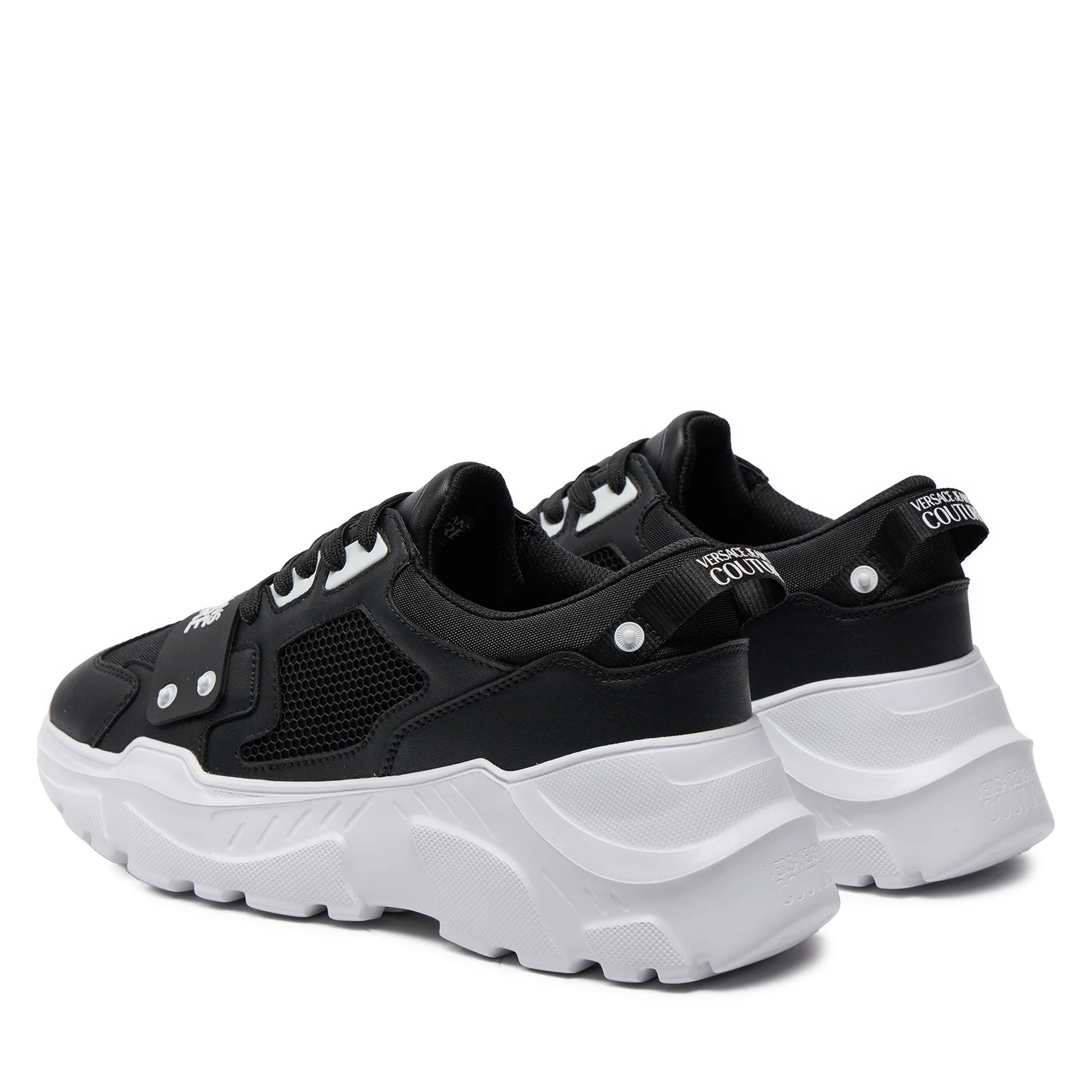 Versace Sapatilhas Sneakers Shoes 71ya3sc4 Blk White Preto Branco_shot2