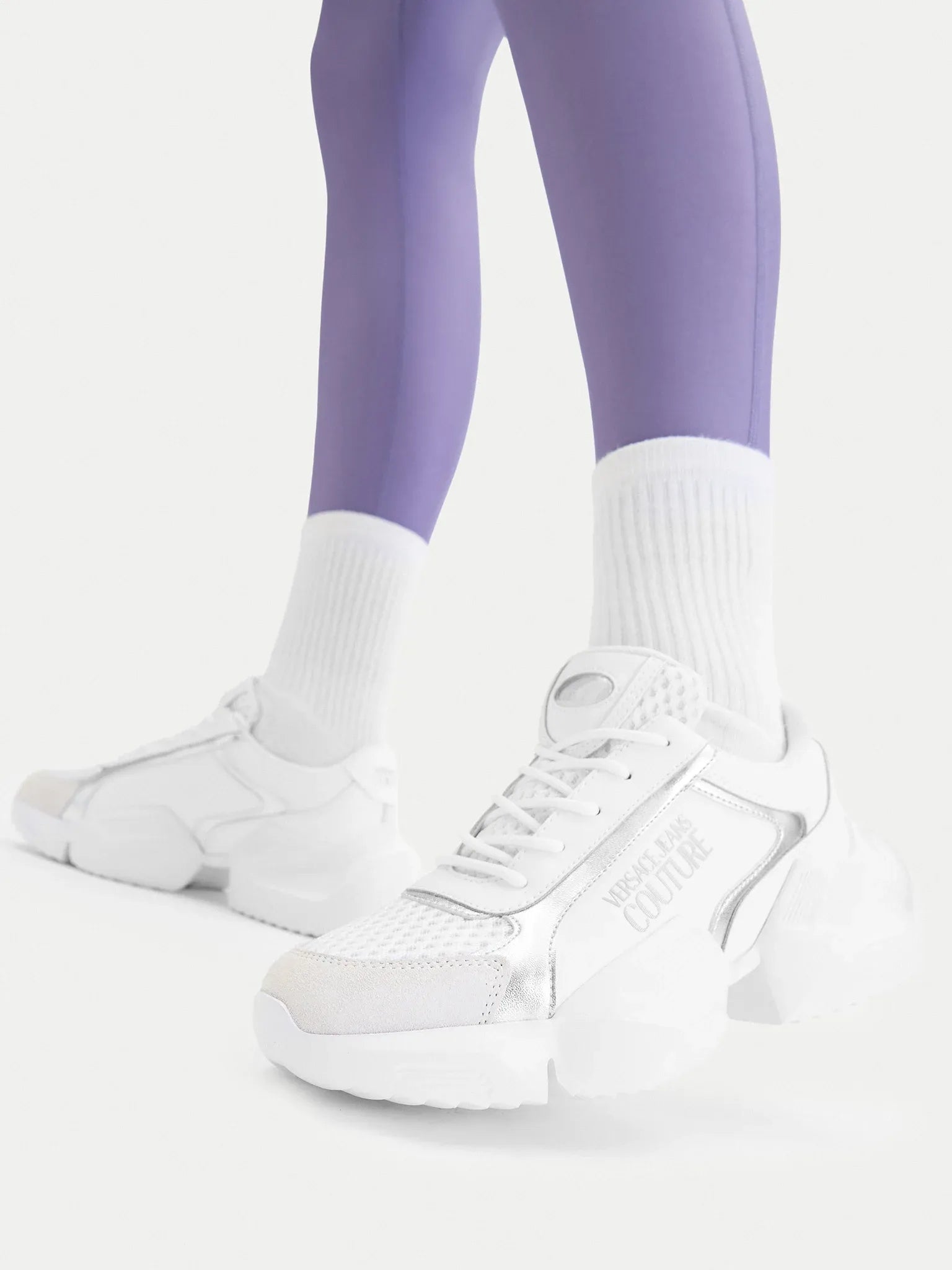 Versace Sapatilhas Sneakers Shoes 80va3su3 Whi Silver Branco Prateado_shot2