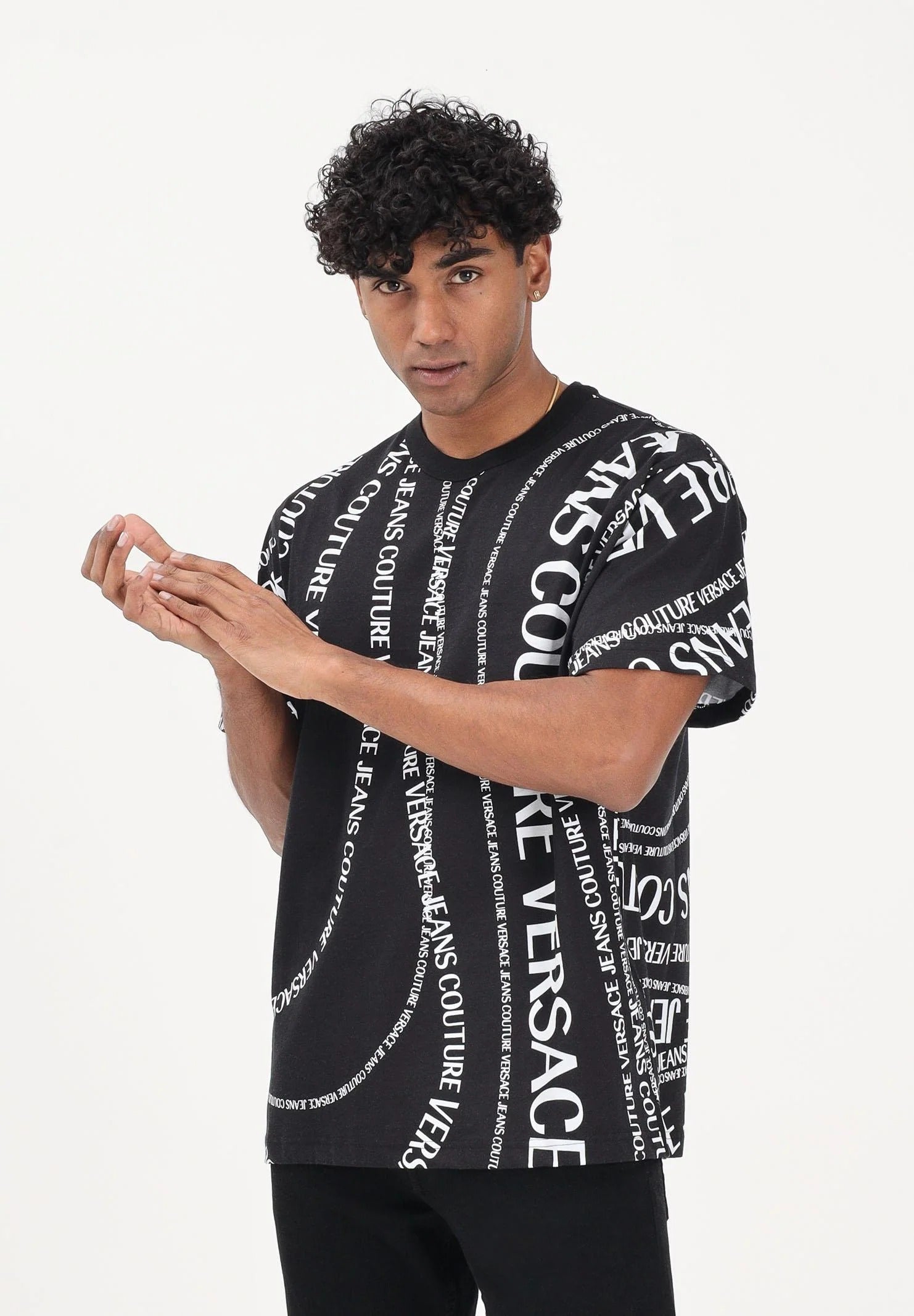 Versace T Shirt 80gah6r0 Blk White Preto Branco_shot2
