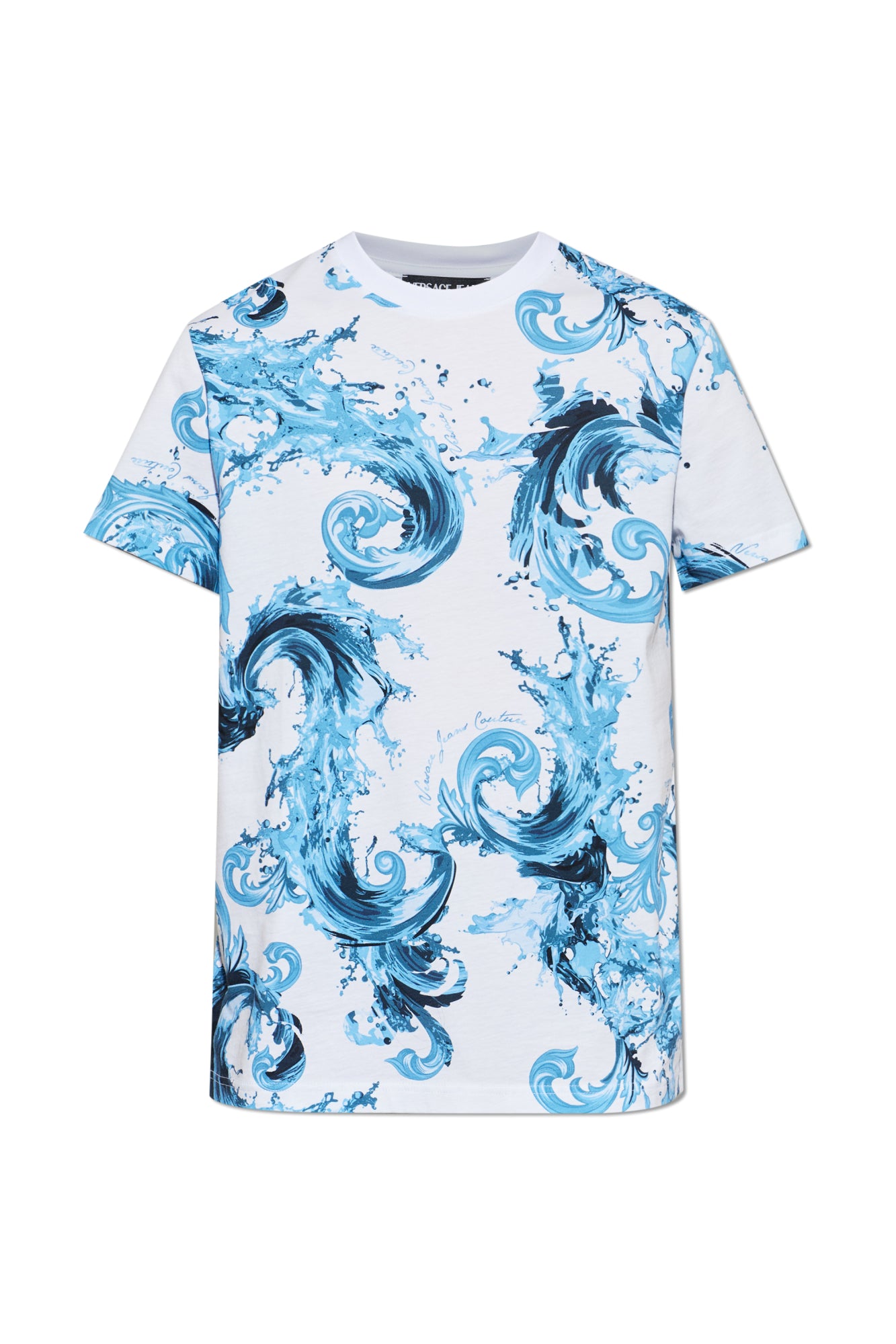 Versace T Shirt 80gah6s0 Whi Blue Branco Azul_shot1