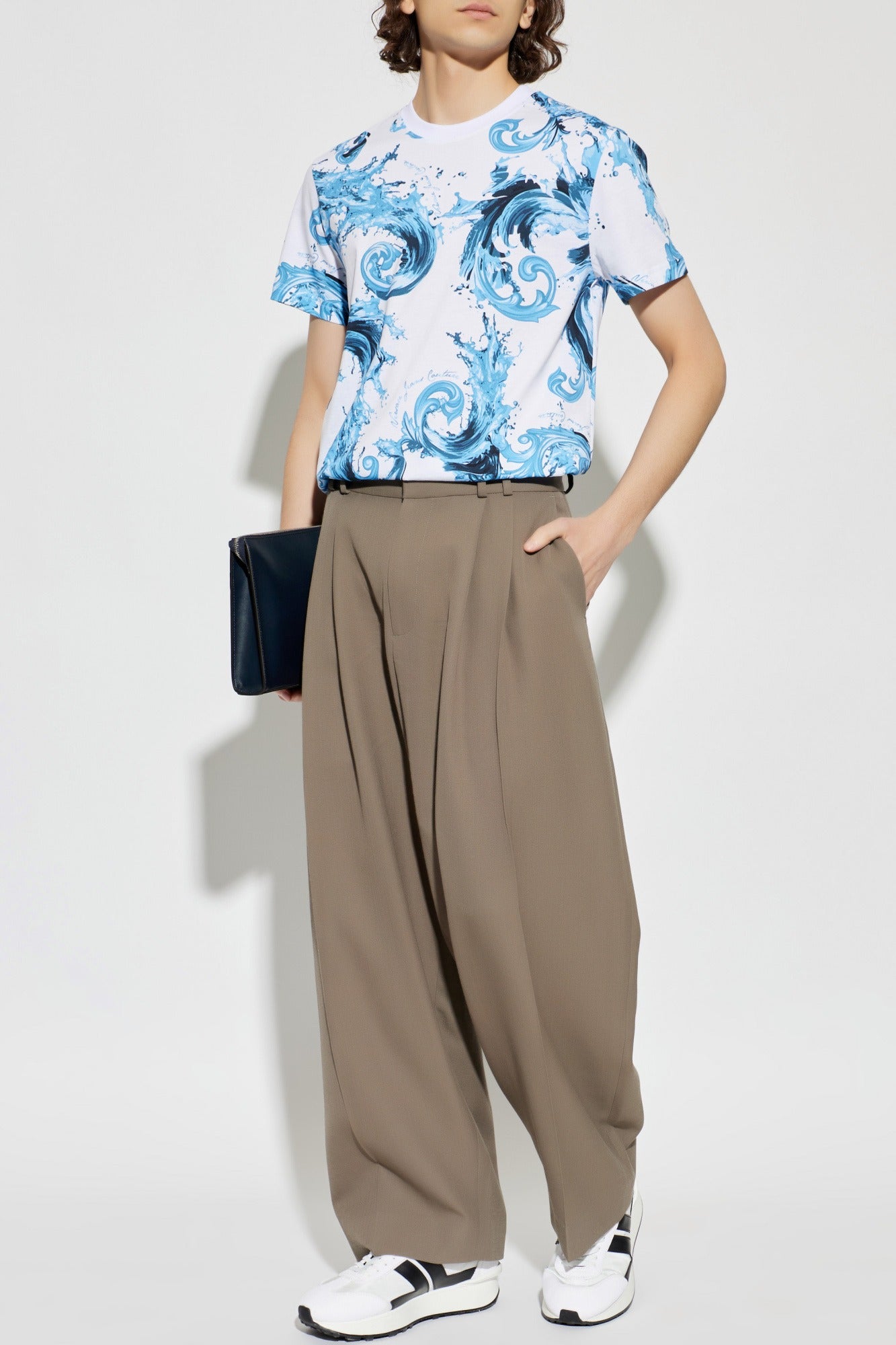 Versace T Shirt 80gah6s0 Whi Blue Branco Azul_shot2