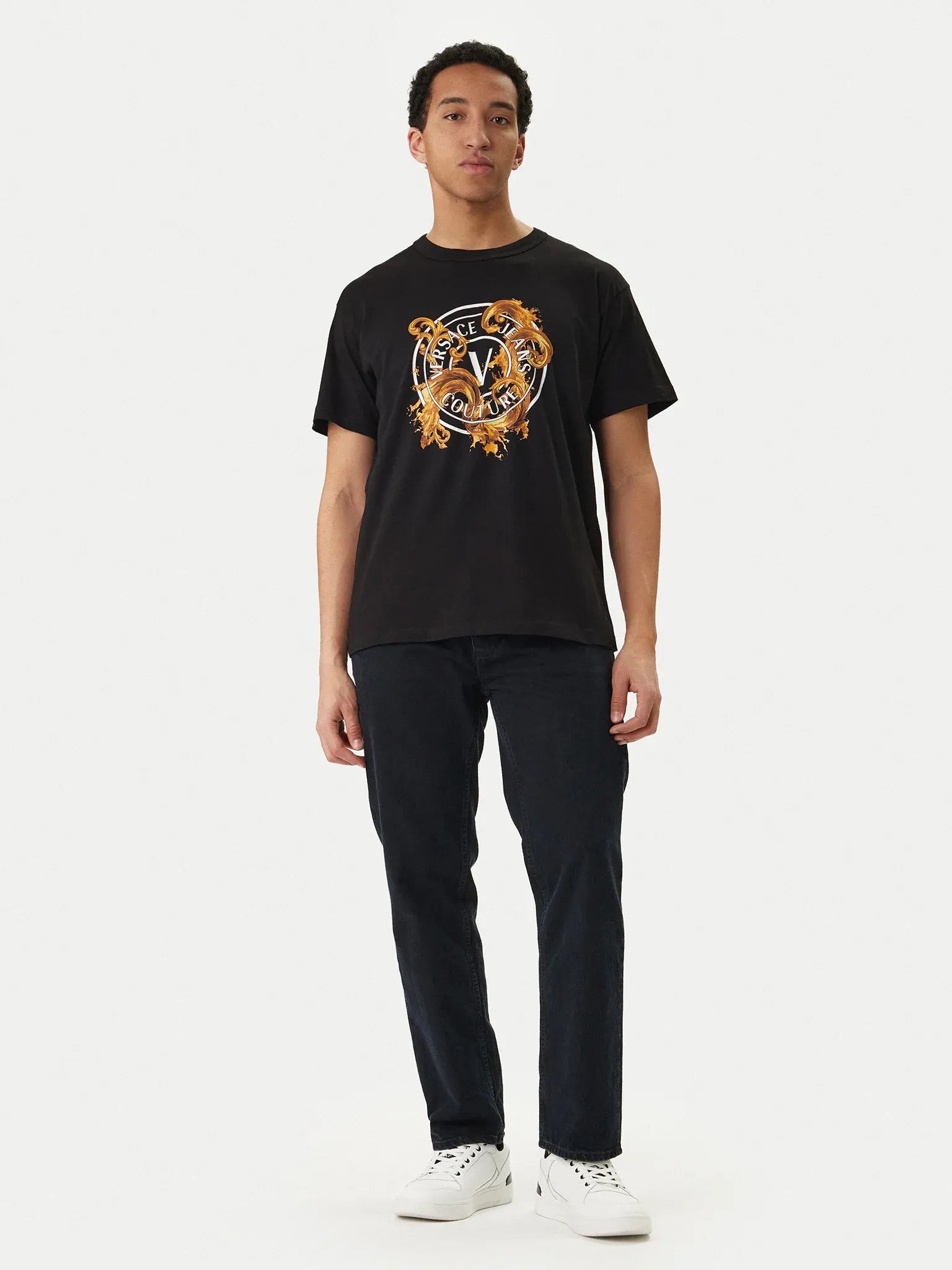 Versace T Shirt 80gahe01 Blk Gold Preto Ouro_shot2