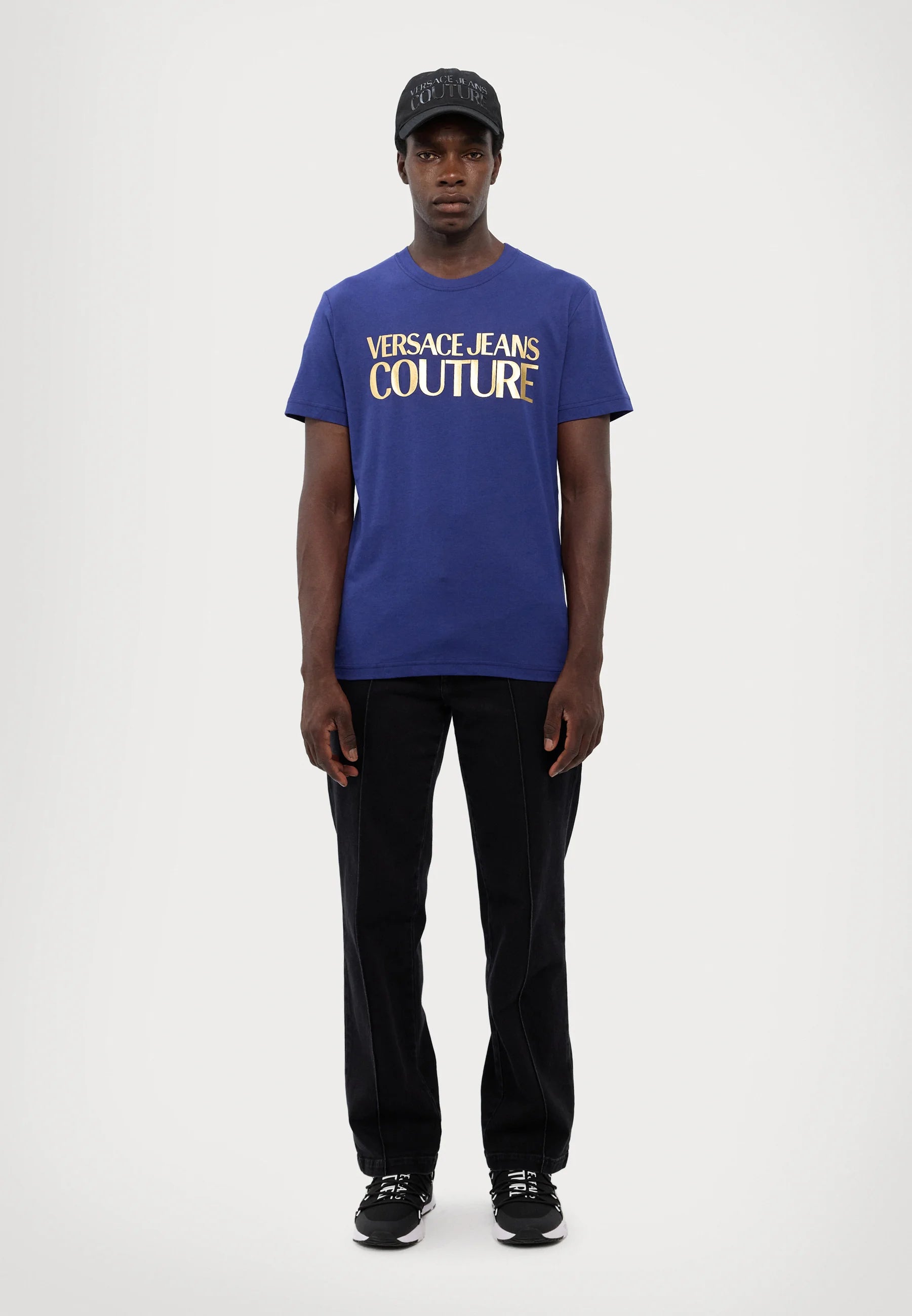 Versace T Shirt 80gaht00 Navy Gold Navy Ouro_shot1