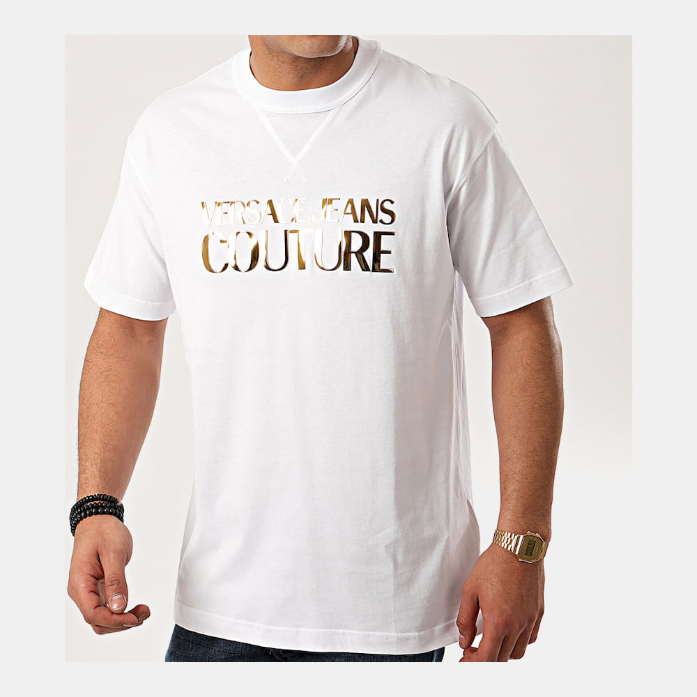 Versace T Shirt B3gva7ea Whi Gold Branco Dourado Shot8