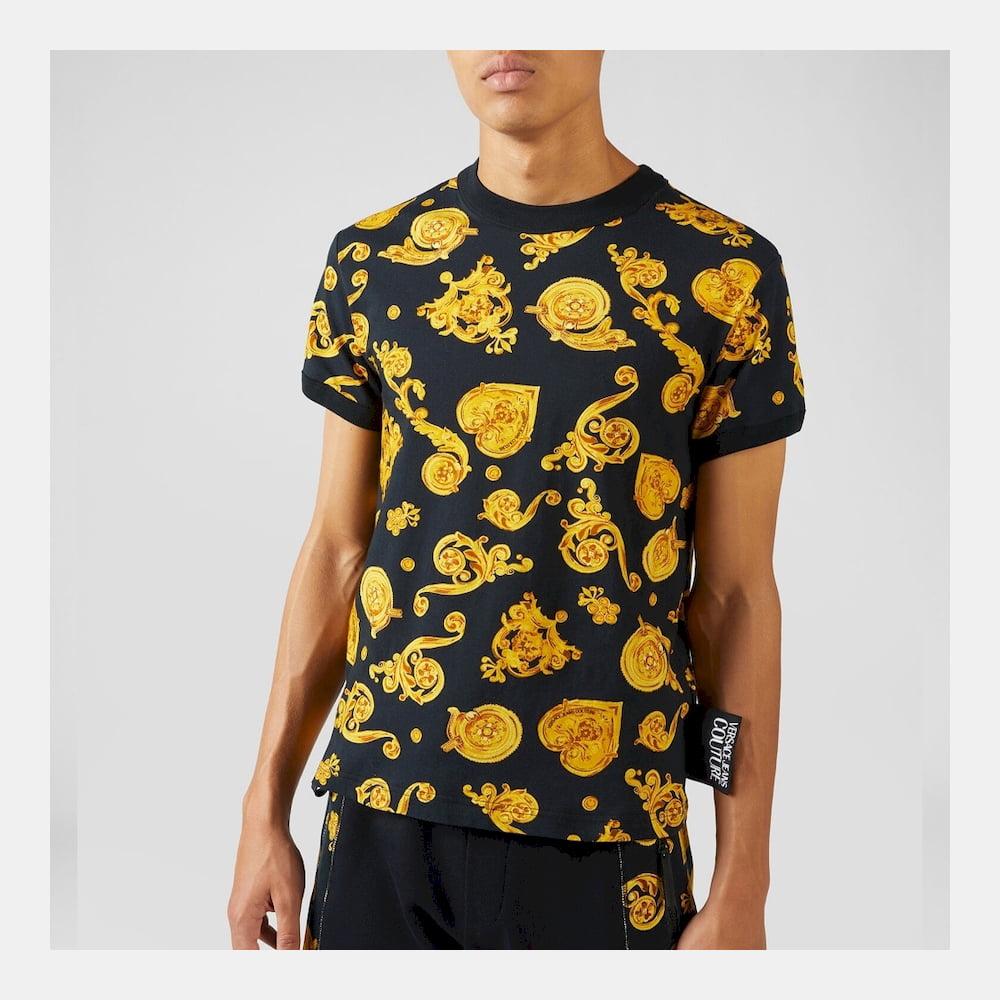 Versace T Shirt B3gvb724 Blk Yellow Preto Amarelo Shot10