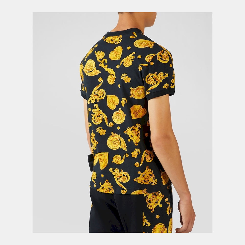 Versace T Shirt B3gvb724 Blk Yellow Preto Amarelo Shot12