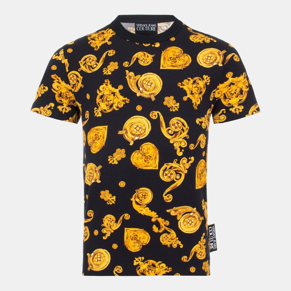 Versace T Shirt B3gvb724 Blk Yellow Preto Amarelo Shot2