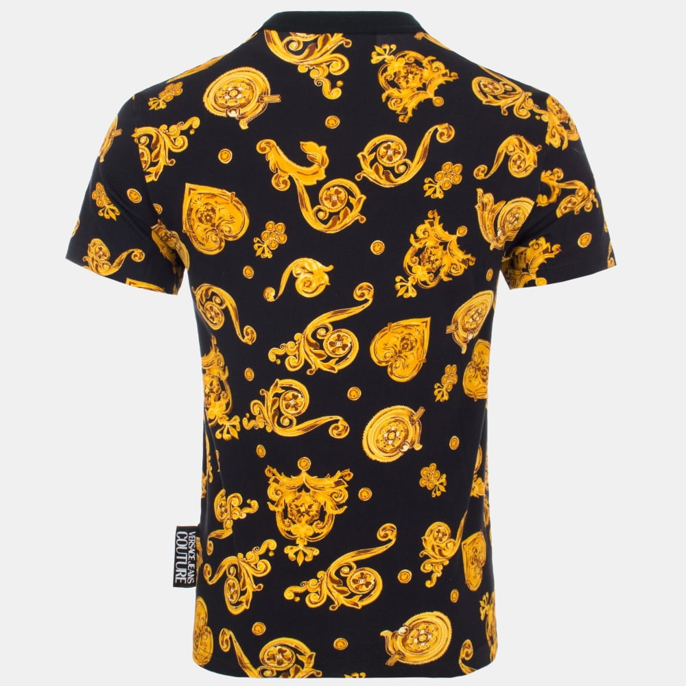 Versace T Shirt B3gvb724 Blk Yellow Preto Amarelo Shot7