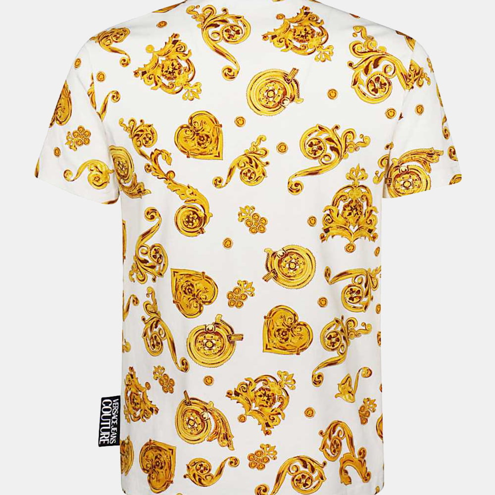 Versace T Shirt B3gvb724 Whi Yellow Branco Amarelo Shot3