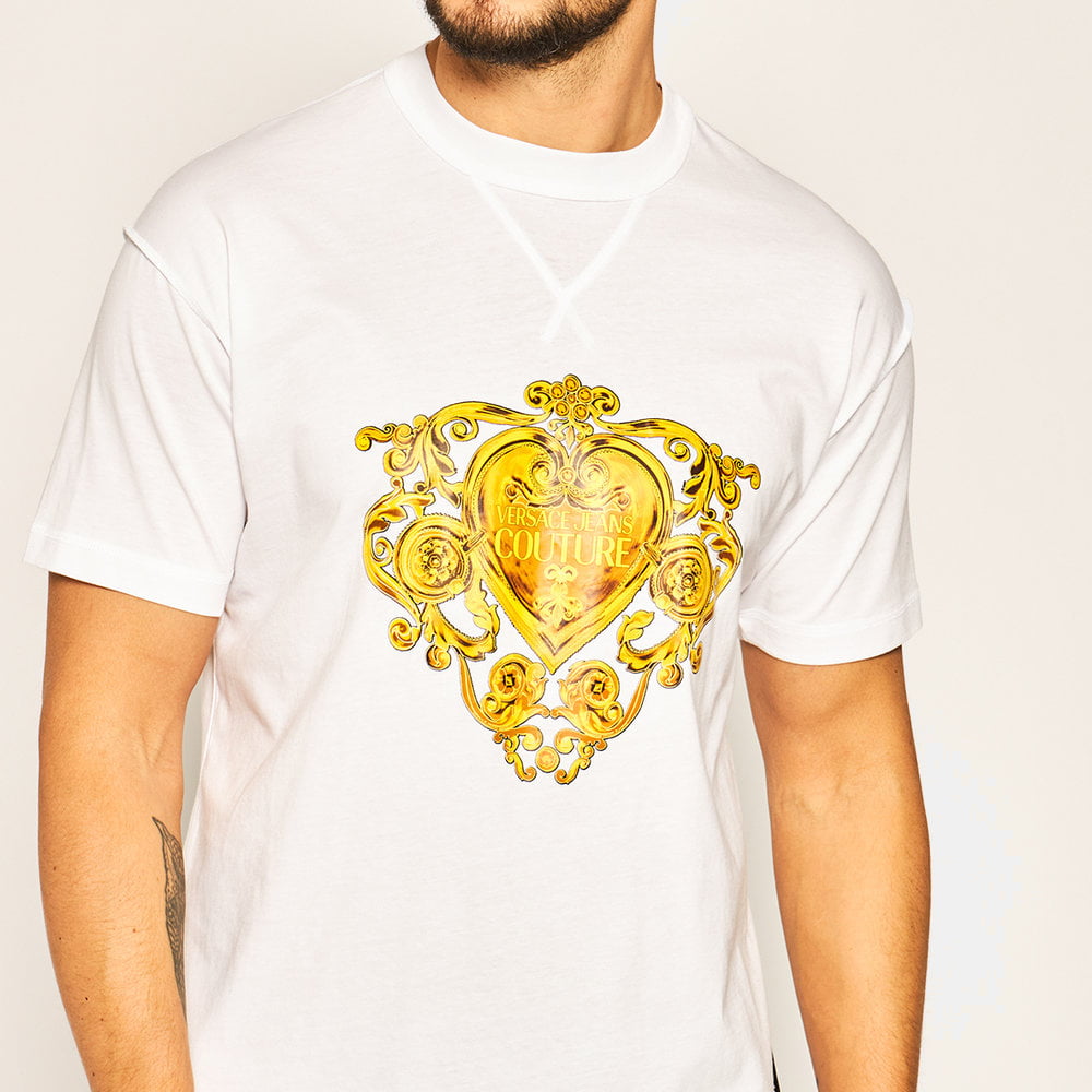 Versace T Shirt B3gvb7ea Whi Gold Branco Dourado Shot9