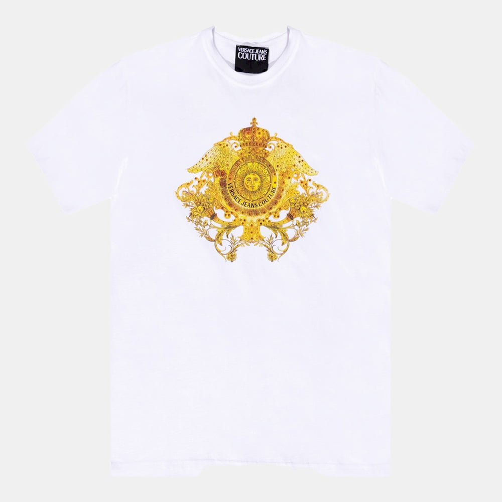 Versace T Shirt B3gwa740 Whi Yellow Branco Amarelo Shot2